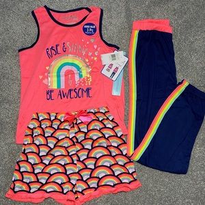Girls 3 pc pj set rainbow size 10